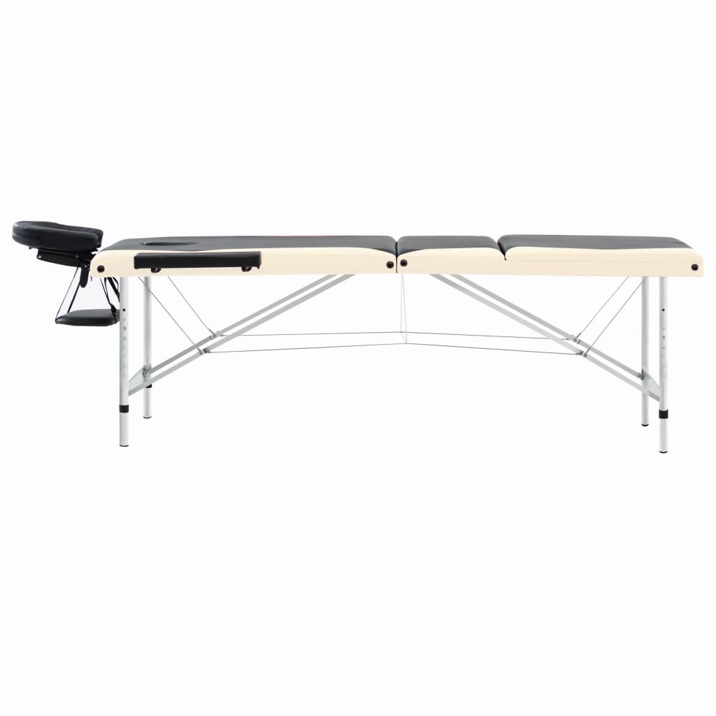 Massagetafel inklapbaar 3 zones aluminium zwart en beige - Griffin Retail