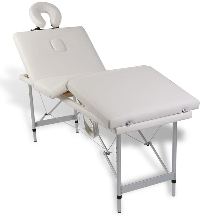 Massagetafel inklapbaar met aluminium frame (vier delen / crèmewit) - Griffin Retail