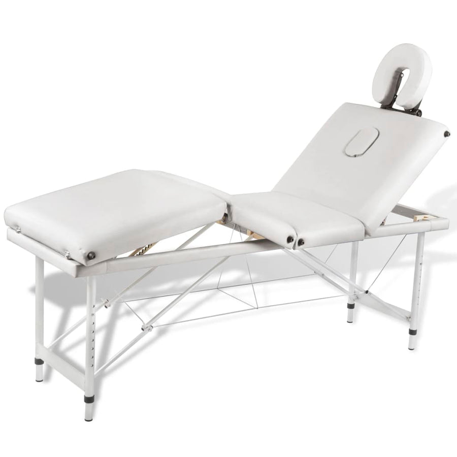 Massagetafel inklapbaar met aluminium frame (vier delen / crèmewit) - Griffin Retail