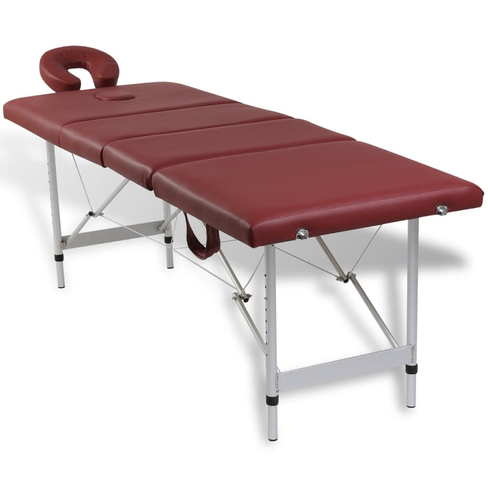 Massagetafel inklapbaar met aluminium frame (vier delen / rood) - Griffin Retail