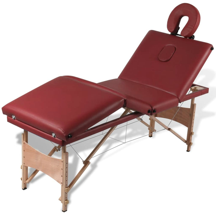 Massagetafel inklapbaar met houten frame (vier delen / rood) - Griffin Retail