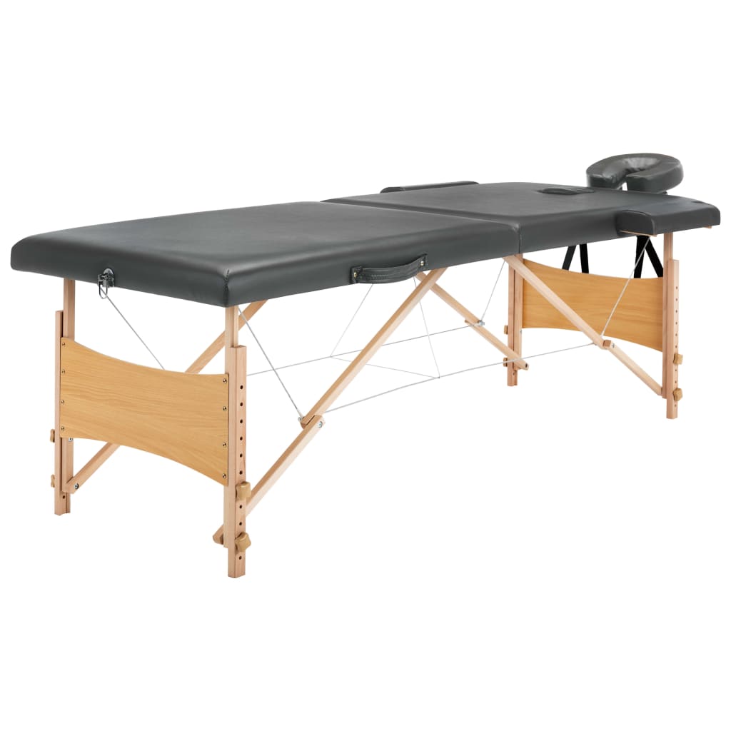 Massagetafel met 2 zones 186x68 cm houten frame antraciet - Griffin Retail