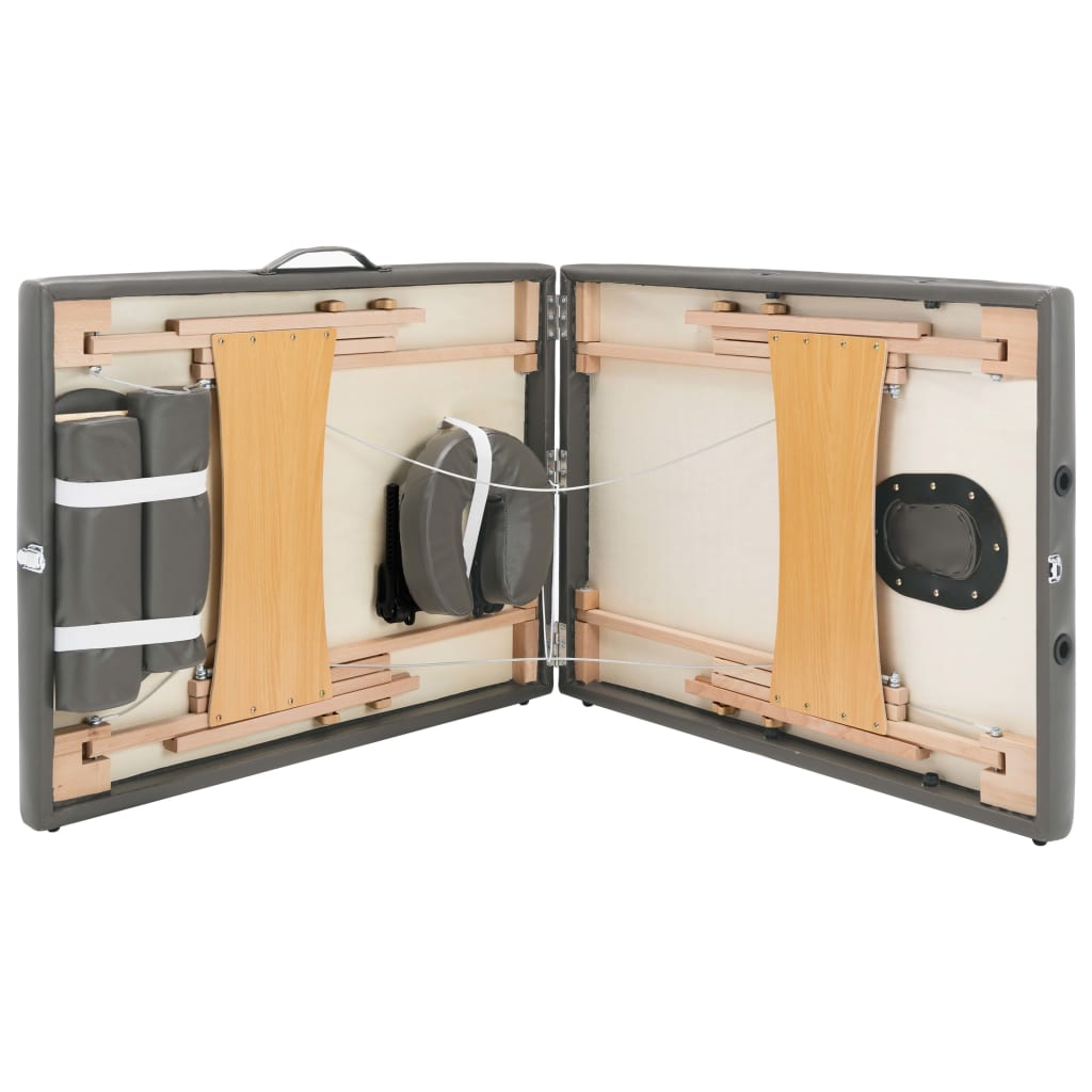 Massagetafel met 2 zones 186x68 cm houten frame antraciet - Griffin Retail