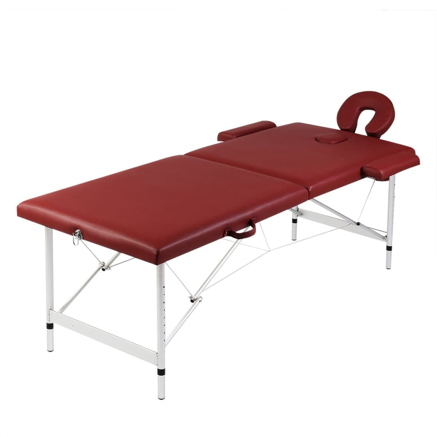 Massagetafel met 2 zones inklapbaar aluminum frame rood - Griffin Retail