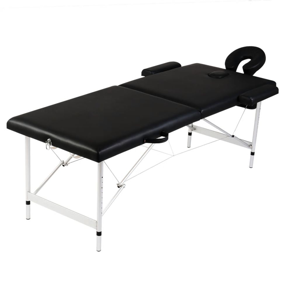 Massagetafel met 2 zones inklapbaar aluminum frame zwart - Griffin Retail