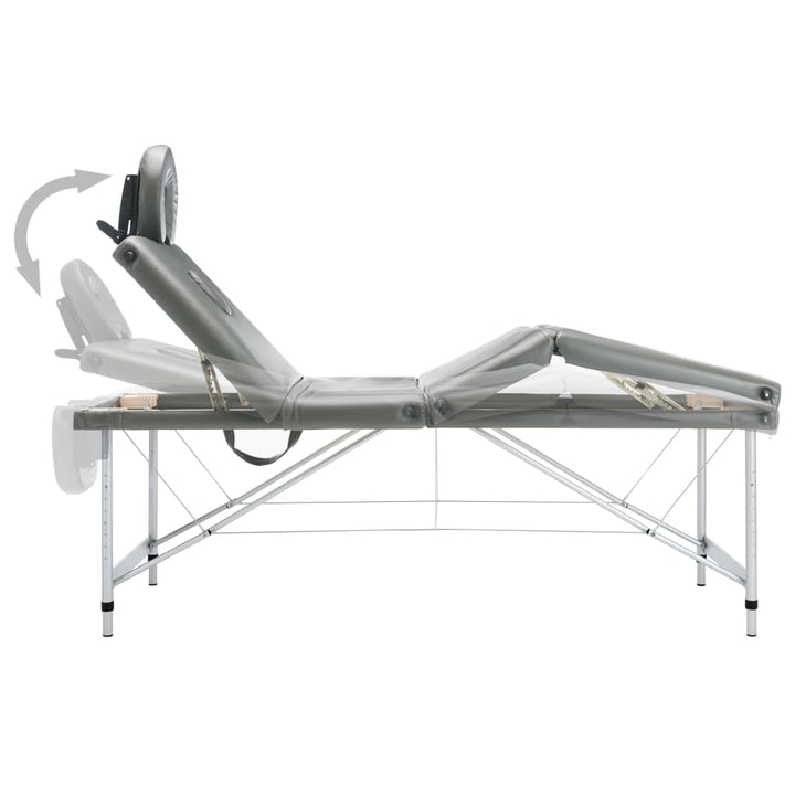 Massagetafel met 4 zones 186x68 cm aluminium frame antraciet - Griffin Retail