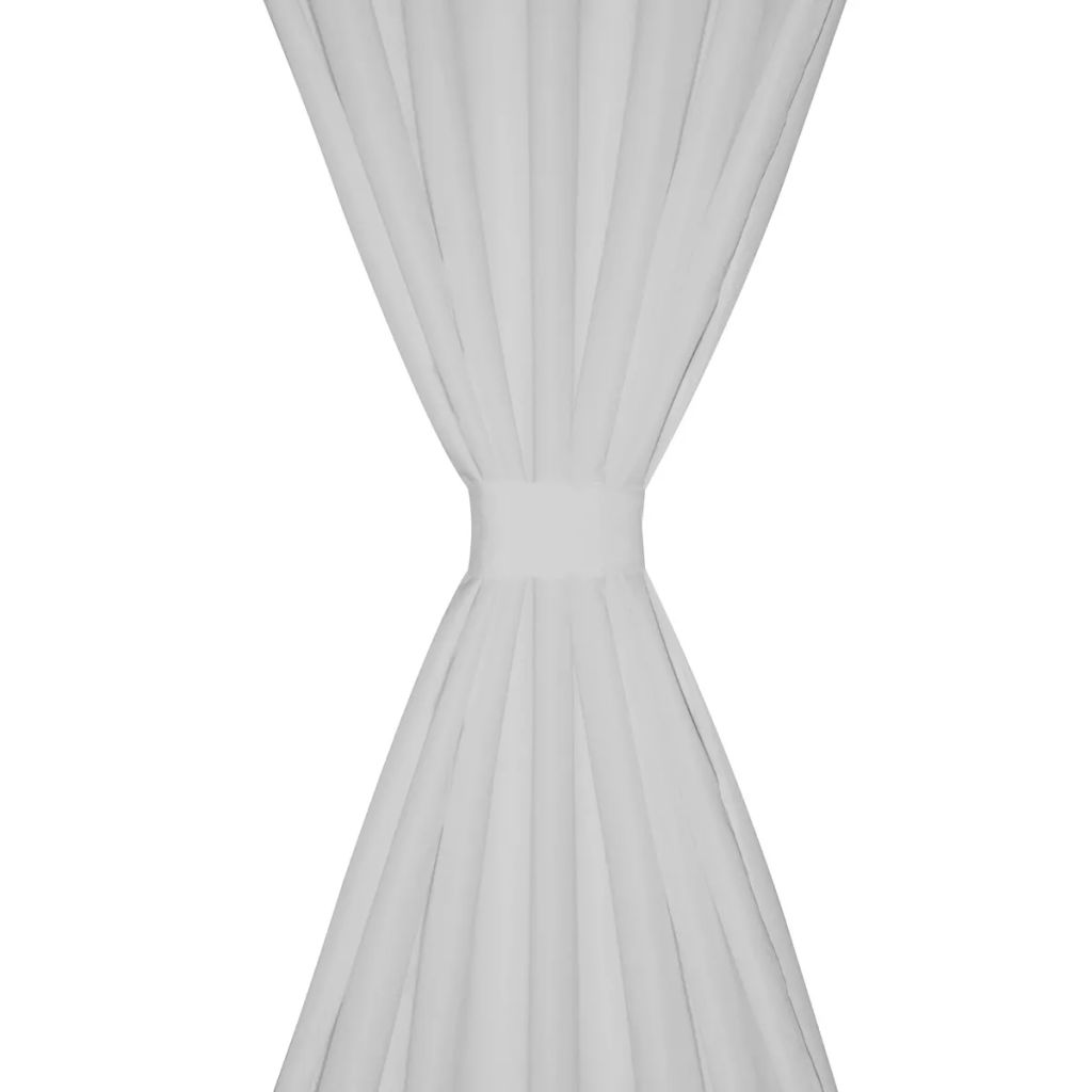 Micro-Satijnen Gordijnen met Ringen 140 x 225 cm 2 stuks (Wit) - Griffin Retail