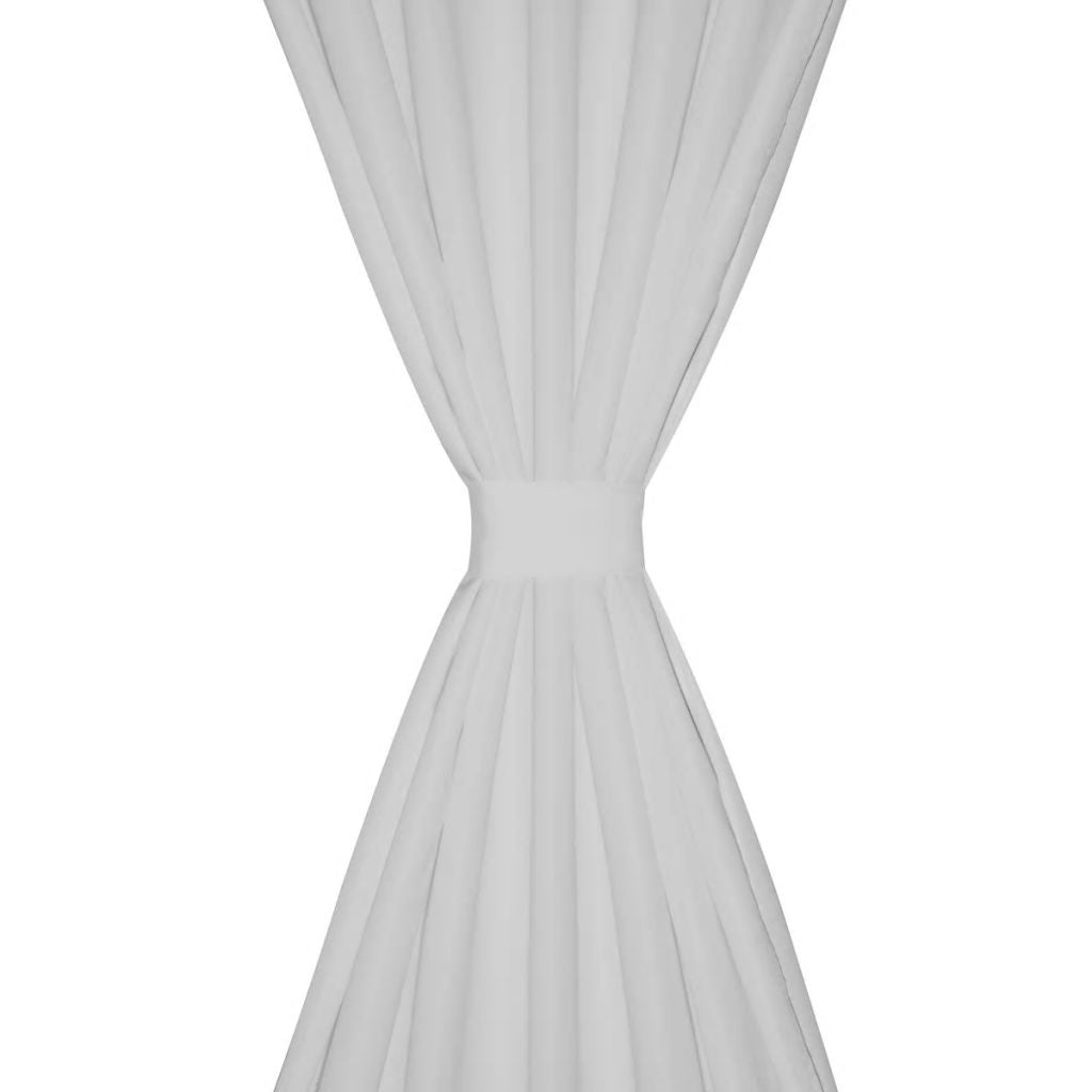 Micro-Satijnen Gordijnen met Ringen 140 x 245 cm 2 stuks (Wit) - Griffin Retail