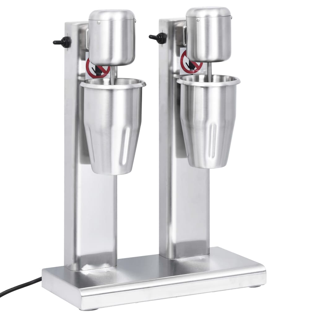 Milkshake mixer met dubbele bekers roestvrij staal 2 L - Griffin Retail