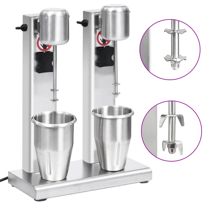 Milkshake mixer met dubbele bekers roestvrij staal 2 L - Griffin Retail