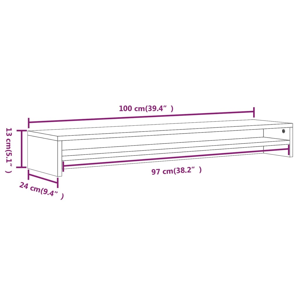 Monitorstandaard 100x24x13 cm bewerkt hout bruineikenkleurig - Griffin Retail