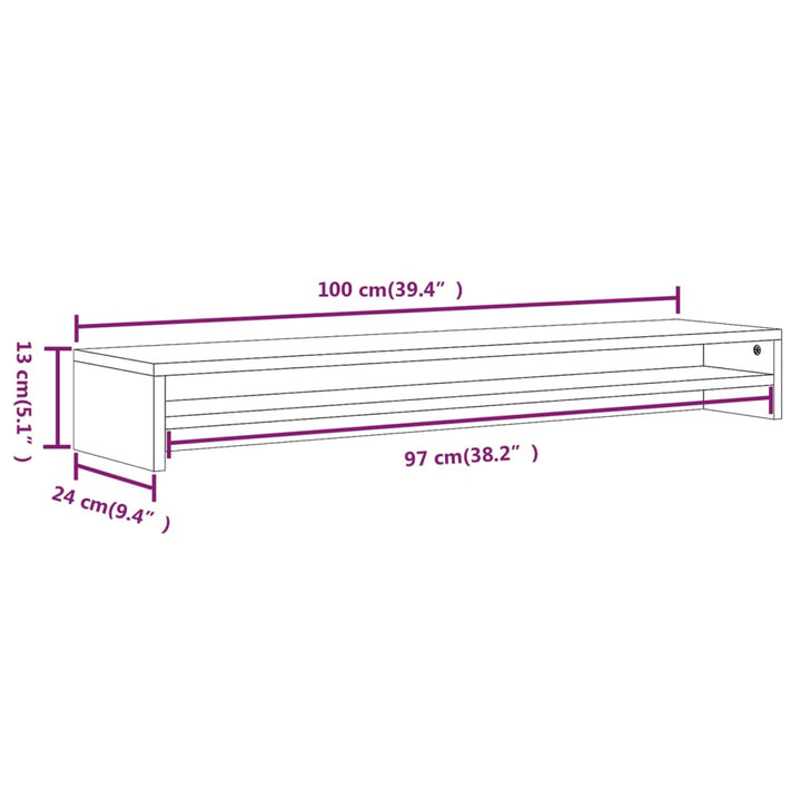 Monitorstandaard 100x24x13 cm bewerkt hout bruineikenkleurig - Griffin Retail