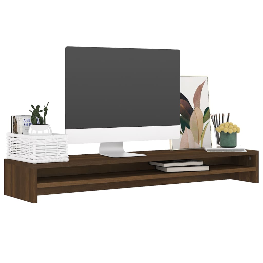 Monitorstandaard 100x24x13 cm bewerkt hout bruineikenkleurig - Griffin Retail