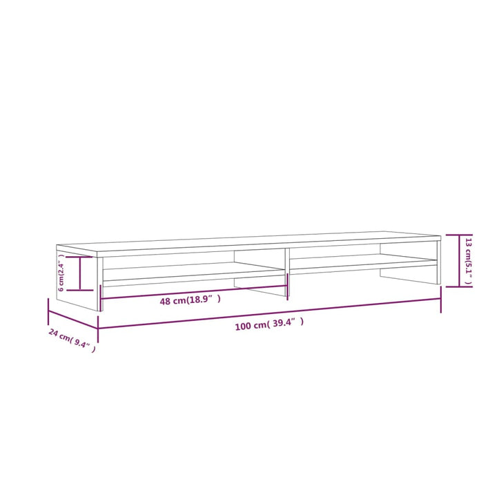 Monitorstandaard 100x24x13 cm massief grenenhout - Griffin Retail