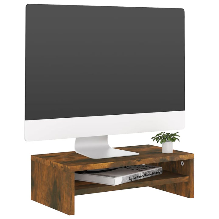 Monitorstandaard 42x24x13 cm bewerkt hout gerookt eikenkleurig - Griffin Retail
