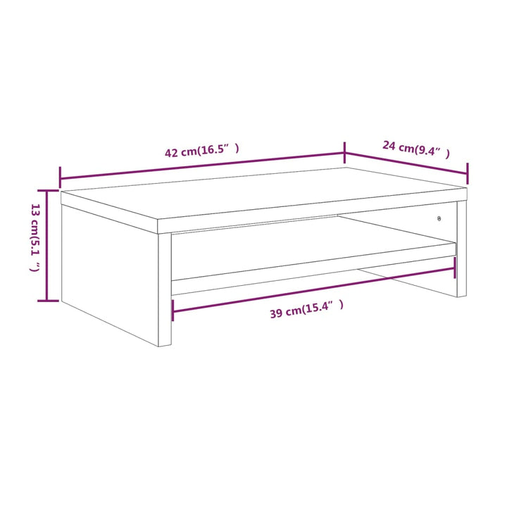 Monitorstandaard 42x24x13 cm bewerkt hout grijs sonoma eiken - Griffin Retail