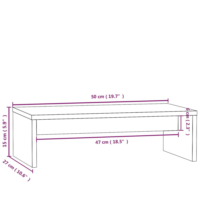 Monitorstandaard 50x27x15 cm massief grenenhout - Griffin Retail