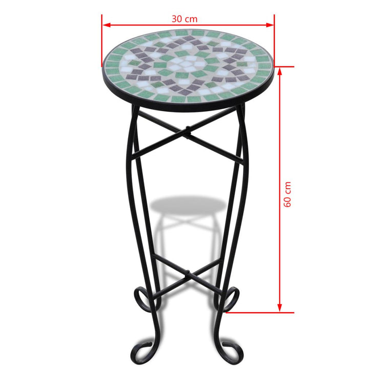 Mozaïek bijzettafel rond groen wit - Griffin Retail