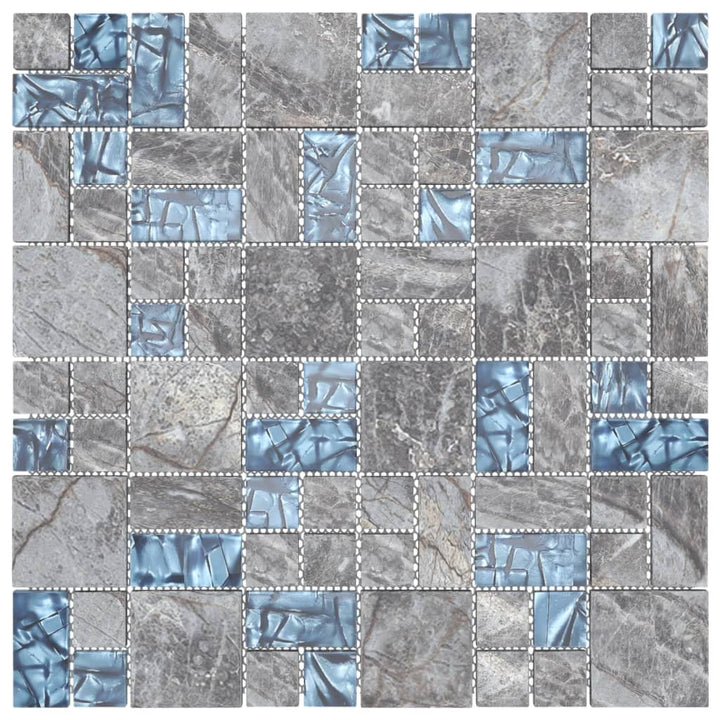 Mozaïektegels 11 st zelfklevend 30x30 cm glas grijs en blauw - Griffin Retail