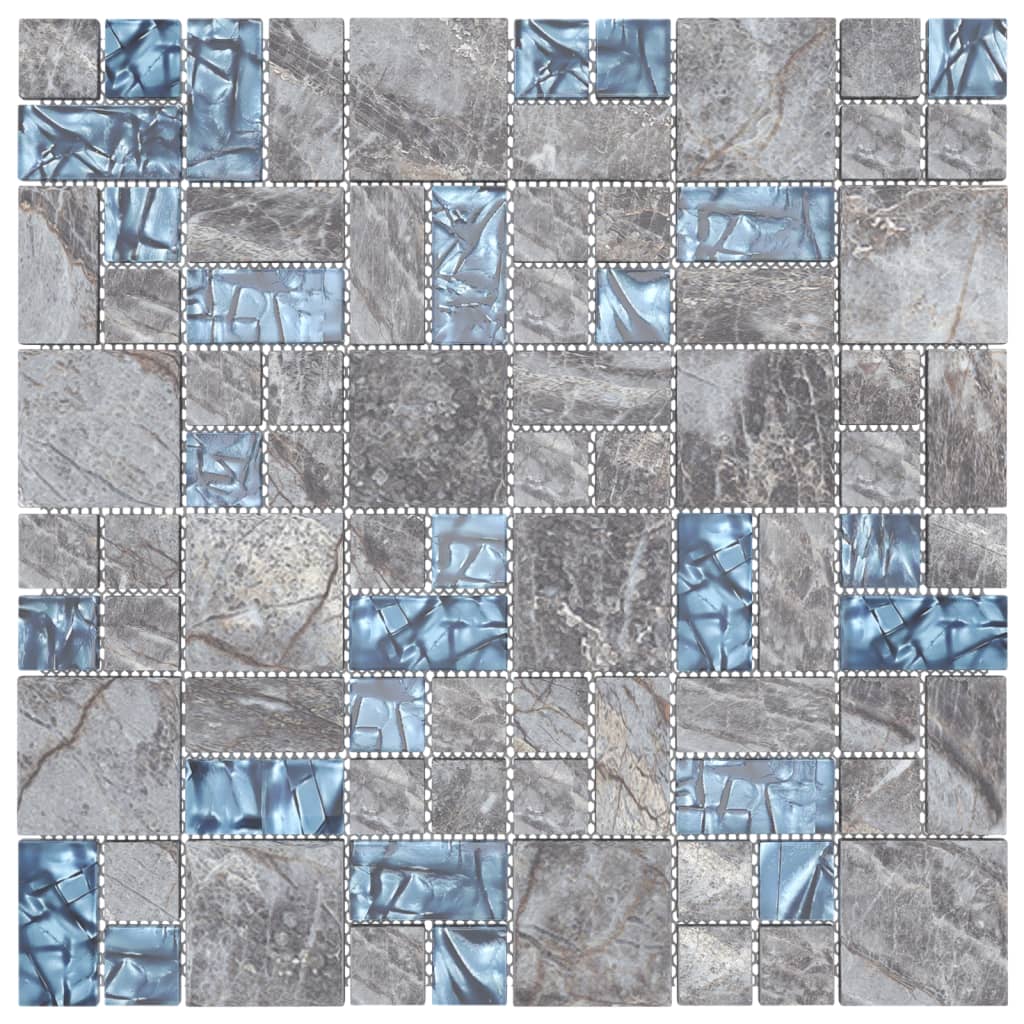 Mozaïektegels 22 st zelfklevend 30x30 cm glas grijs en blauw - Griffin Retail