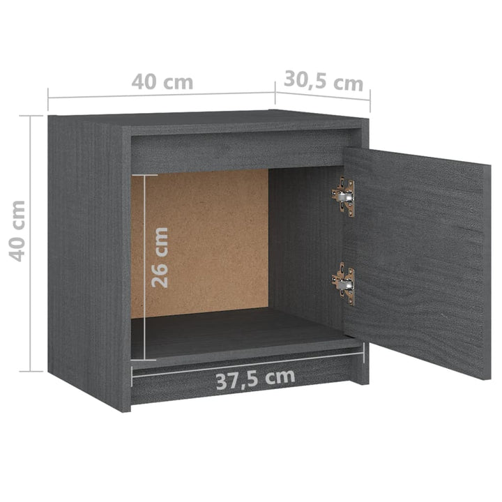 Nachtkastje 40x30,5x40 cm massief grenenhout grijs - Griffin Retail