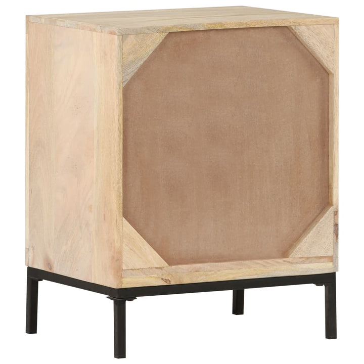 Nachtkastje 40x30x50 cm massief mangohout en natuurlijk riet - Griffin Retail