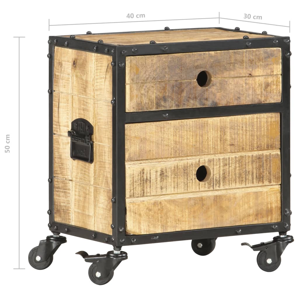 Nachtkastje 40x30x50 cm ruw mangohout - Griffin Retail