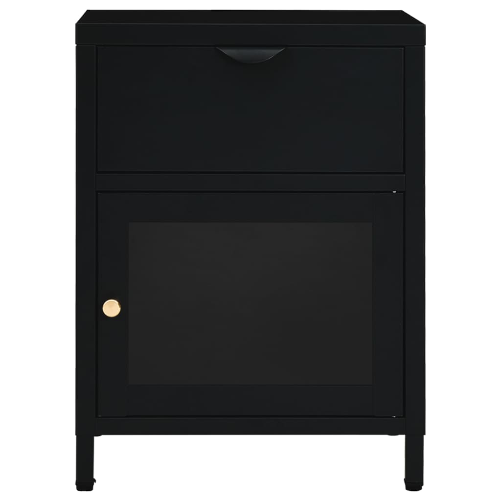Nachtkastje 40x30x54,5 cm staal en glas zwart - Griffin Retail
