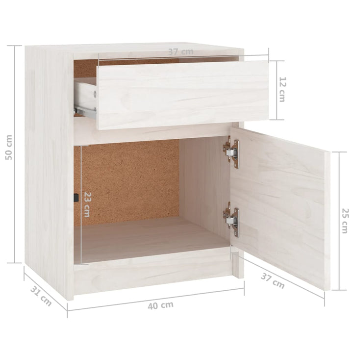 Nachtkastje 40x31x50 cm massief grenenhout wit - Griffin Retail