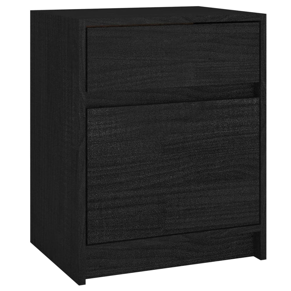 Nachtkastje 40x31x50 cm massief grenenhout zwart - Griffin Retail