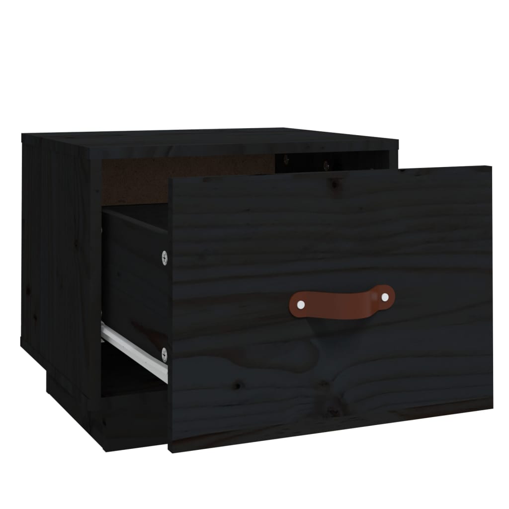 Nachtkastje 40x34x35 cm massief grenenhout zwart - Griffin Retail