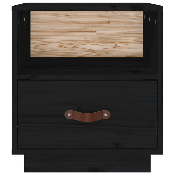 Nachtkastje 40x34x45 cm massief grenenhout zwart - Griffin Retail