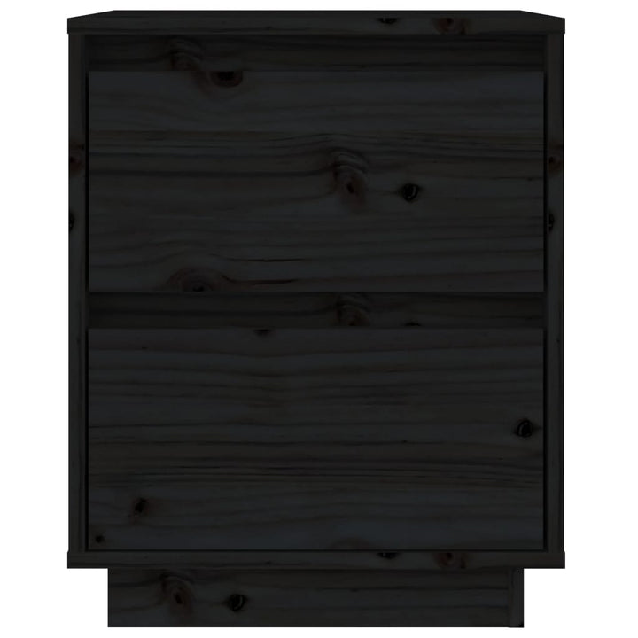Nachtkastje 40x35x50 cm massief grenenhout zwart - Griffin Retail