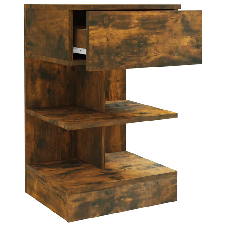 Nachtkastje 40x35x65 cm bewerkt hout gerookt eikenkleurig - Griffin Retail