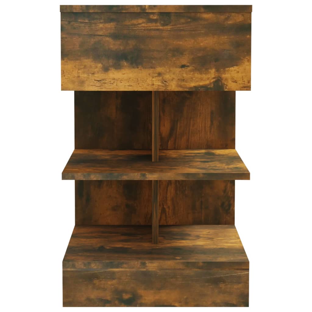 Nachtkastje 40x35x65 cm bewerkt hout gerookt eikenkleurig - Griffin Retail