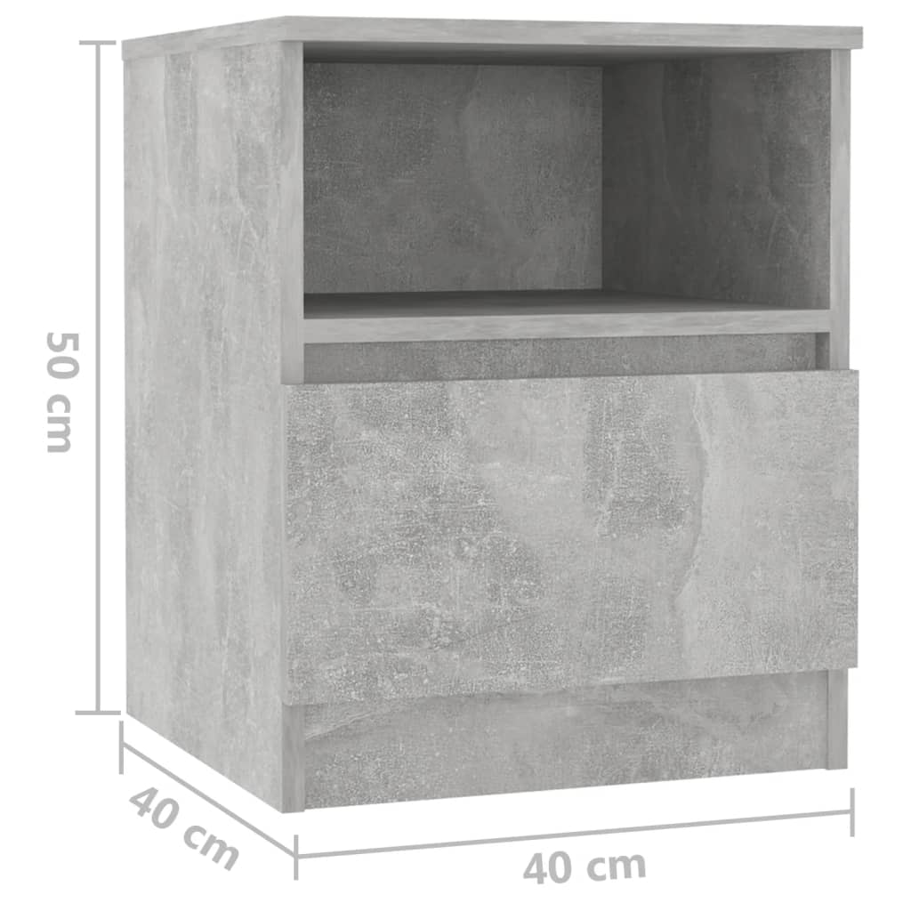 Nachtkastje 40x40x50 cm spaanplaat betongrijs - Griffin Retail