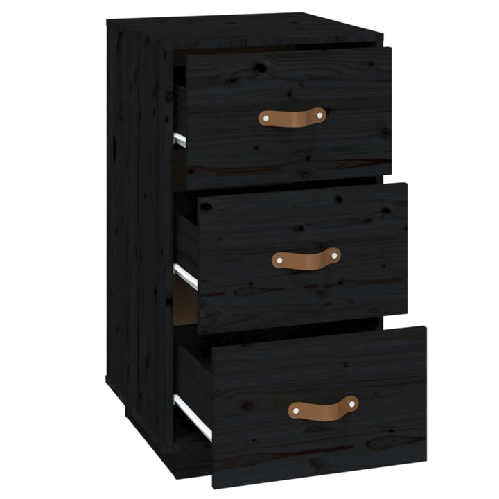 Nachtkastje 40x40x75 cm massief grenenhout zwart - Griffin Retail