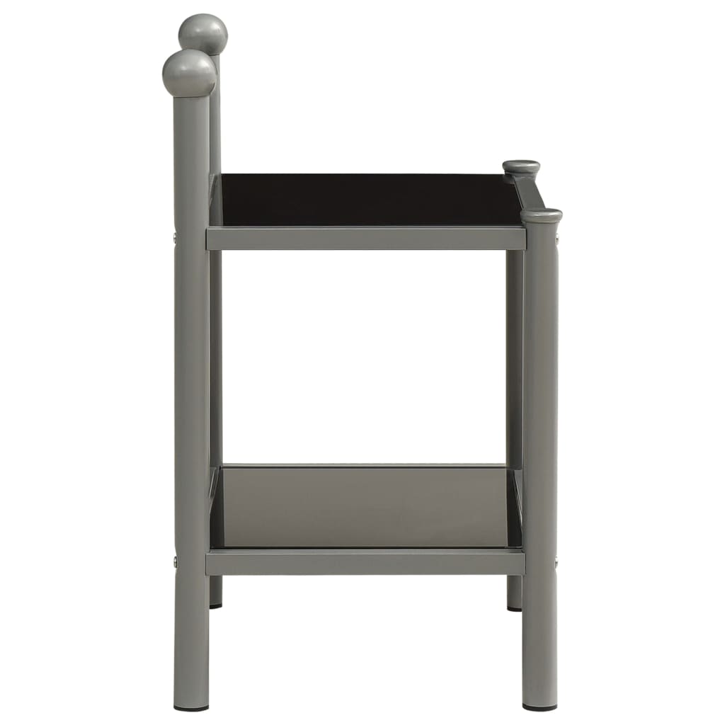 Nachtkastje 45x34,5x60,5 cm metaal en glas grijs en zwart - Griffin Retail