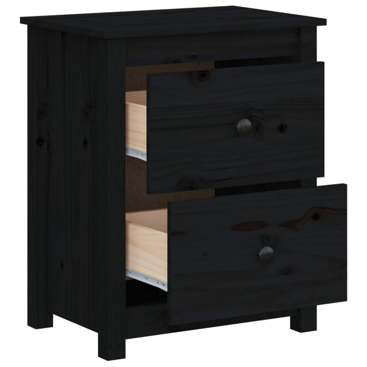 Nachtkastje 50x35x61,5 cm massief grenenhout zwart - Griffin Retail