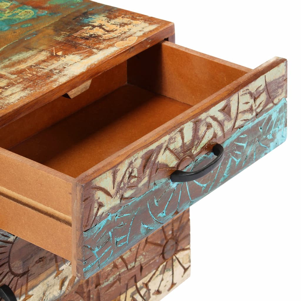 Nachtkastje handgesneden 40x30x50 cm massief gerecycled hout - Griffin Retail