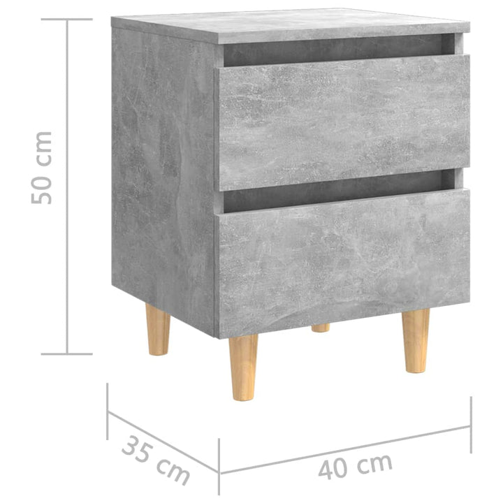 Nachtkastje met grenenhouten poten 40x35x50 cm betongrijs - Griffin Retail