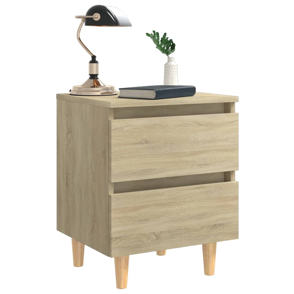 Nachtkastje met houten poten 40x35x50 cm sonoma eikenkleurig - Griffin Retail