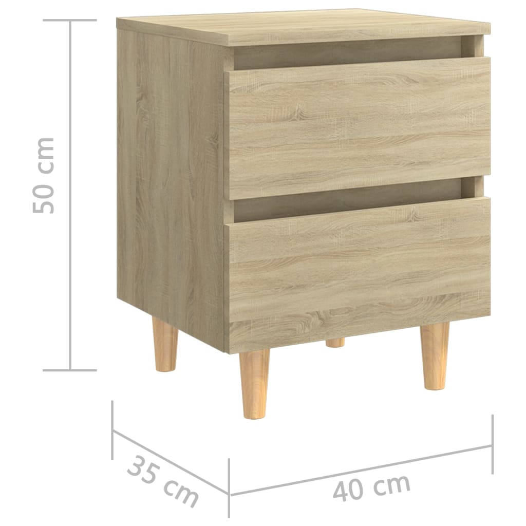 Nachtkastje met houten poten 40x35x50 cm sonoma eikenkleurig - Griffin Retail