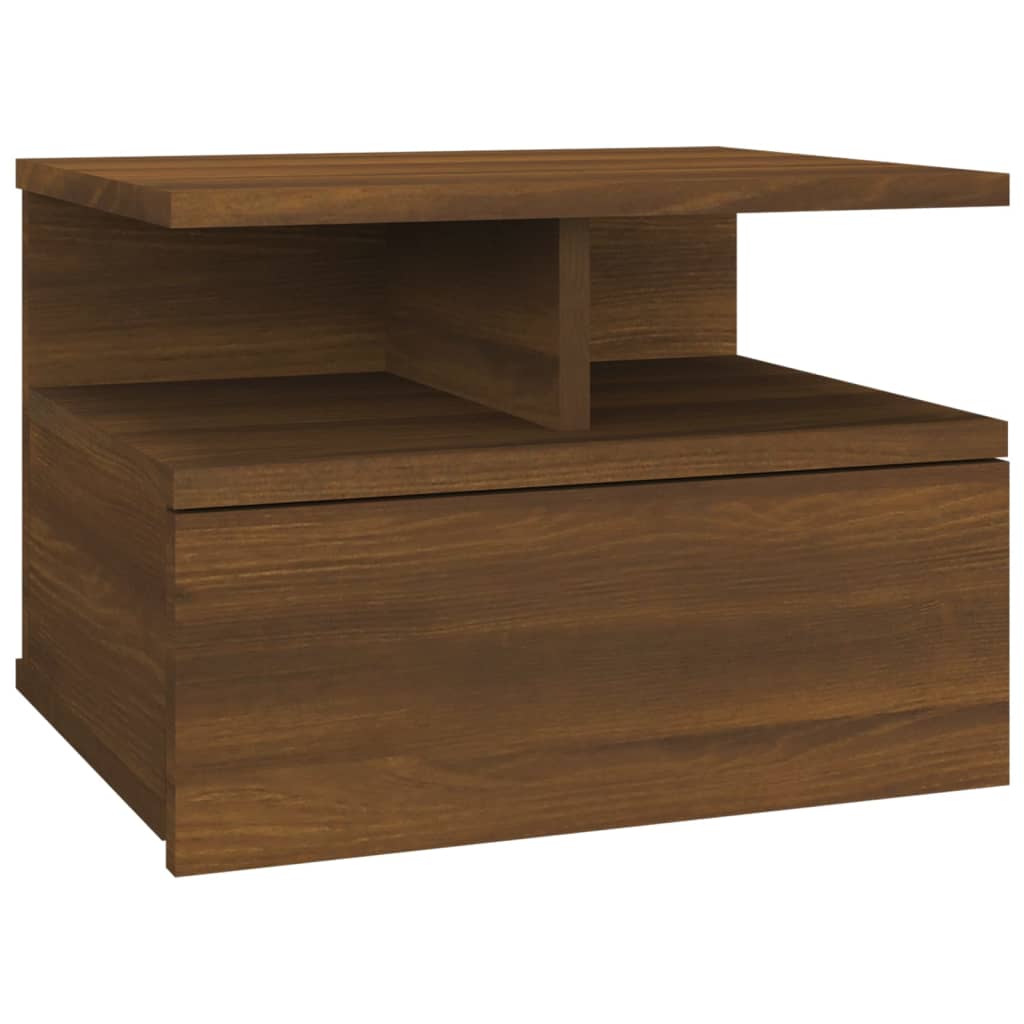 Nachtkastje zwevend 40x31x27 cm bewerkt hout bruineikenkleurig - Griffin Retail