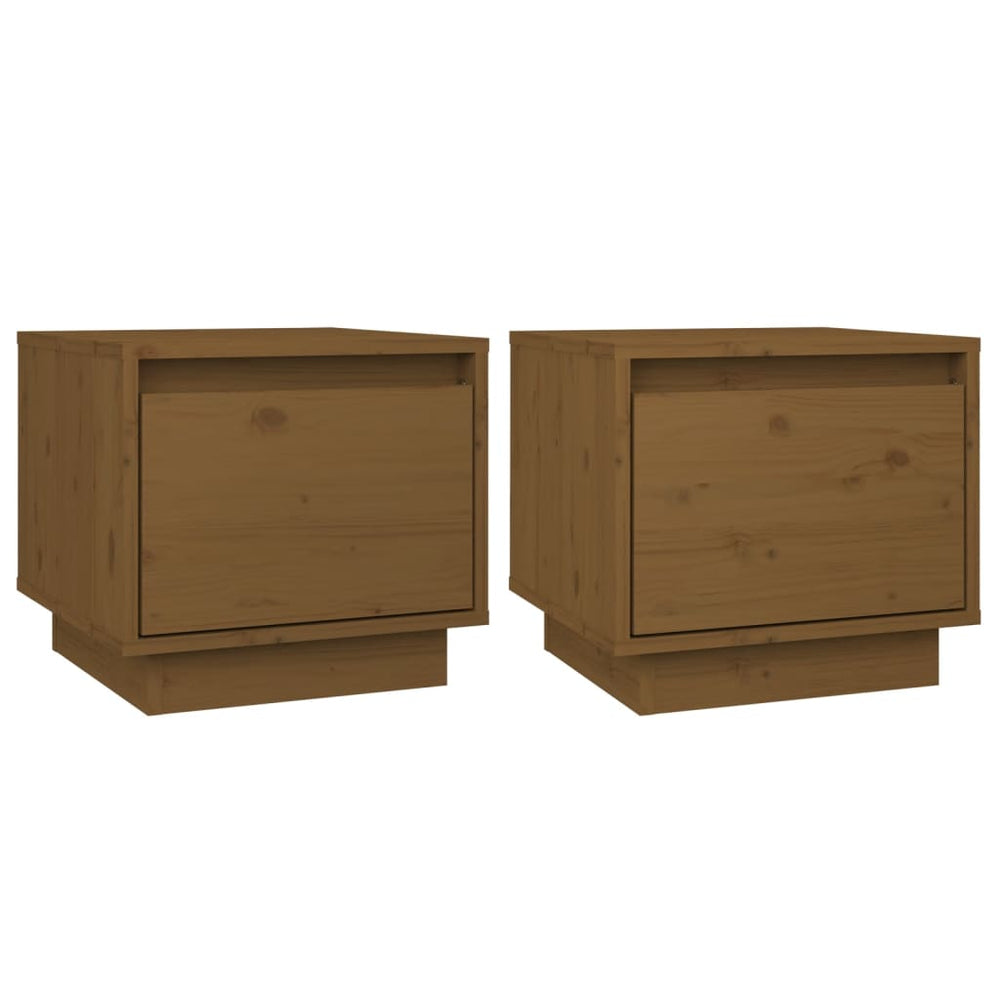 Nachtkastjes 2 st 35x34x32 cm massief grenenhout honingbruin - Griffin Retail