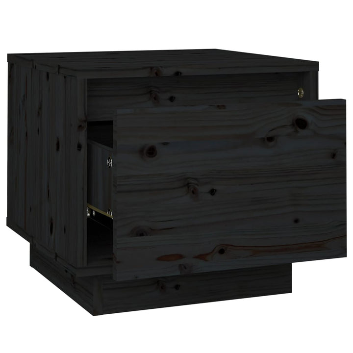 Nachtkastjes 2 st 35x34x32 cm massief grenenhout zwart - Griffin Retail