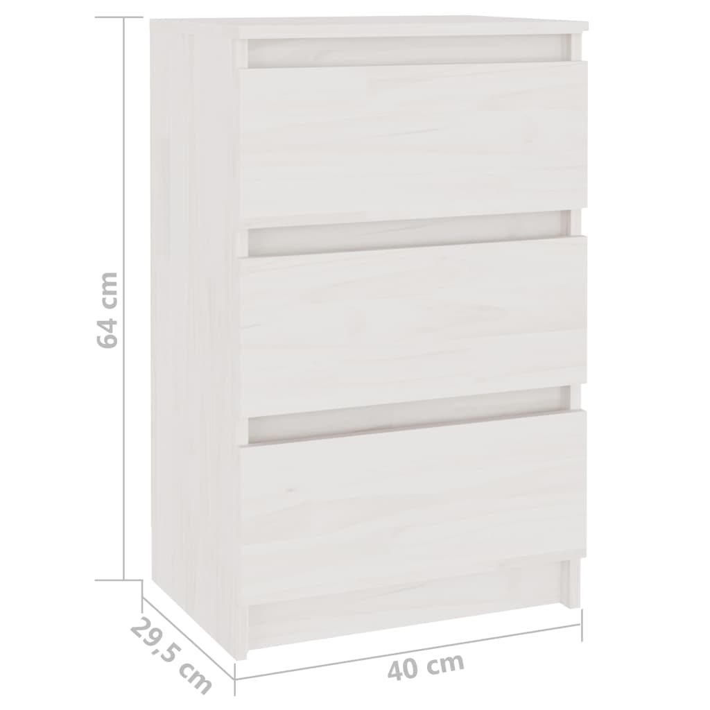 Nachtkastjes 2 st 40x29,5x64 cm massief grenenhout wit - Griffin Retail