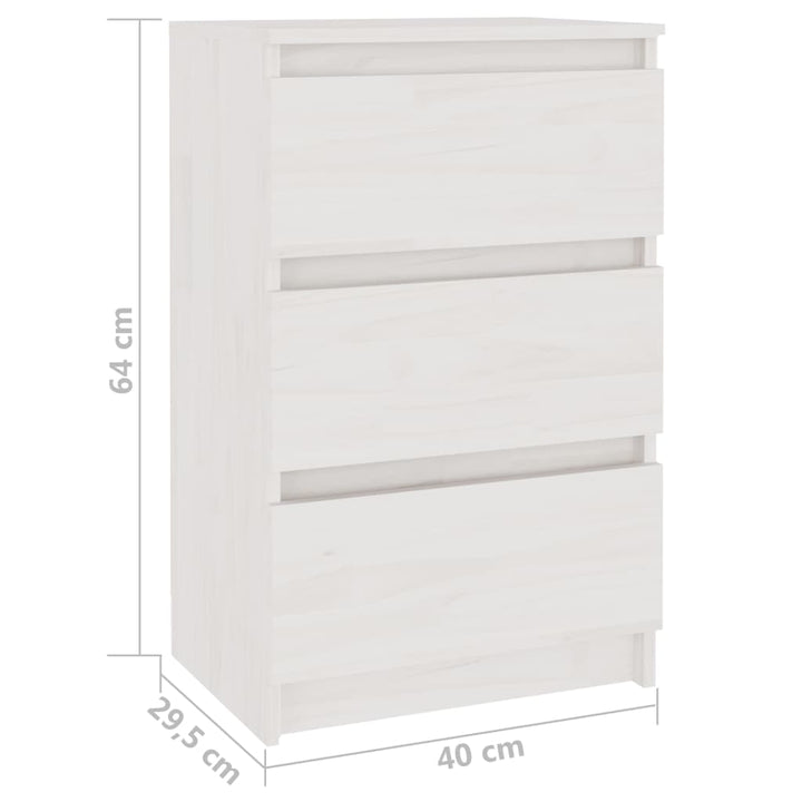 Nachtkastjes 2 st 40x29,5x64 cm massief grenenhout wit - Griffin Retail