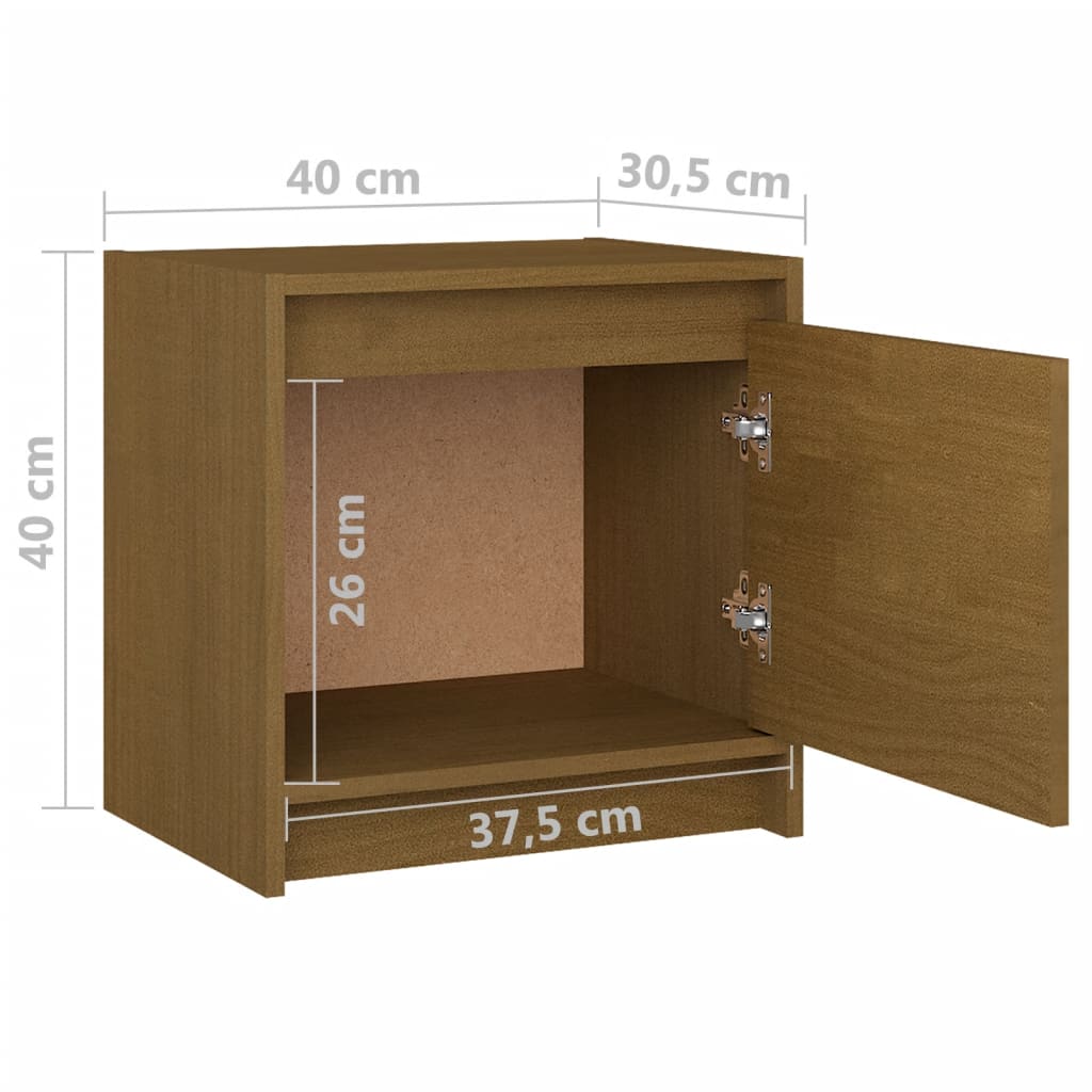 Nachtkastjes 2 st 40x30,5x40 cm massief grenenhout honingbruin - Griffin Retail