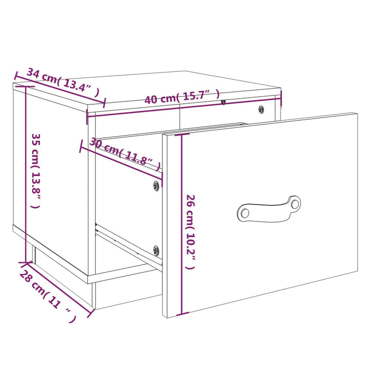 Nachtkastjes 2 st 40x34x35 cm massief grenenhout grijs - Griffin Retail